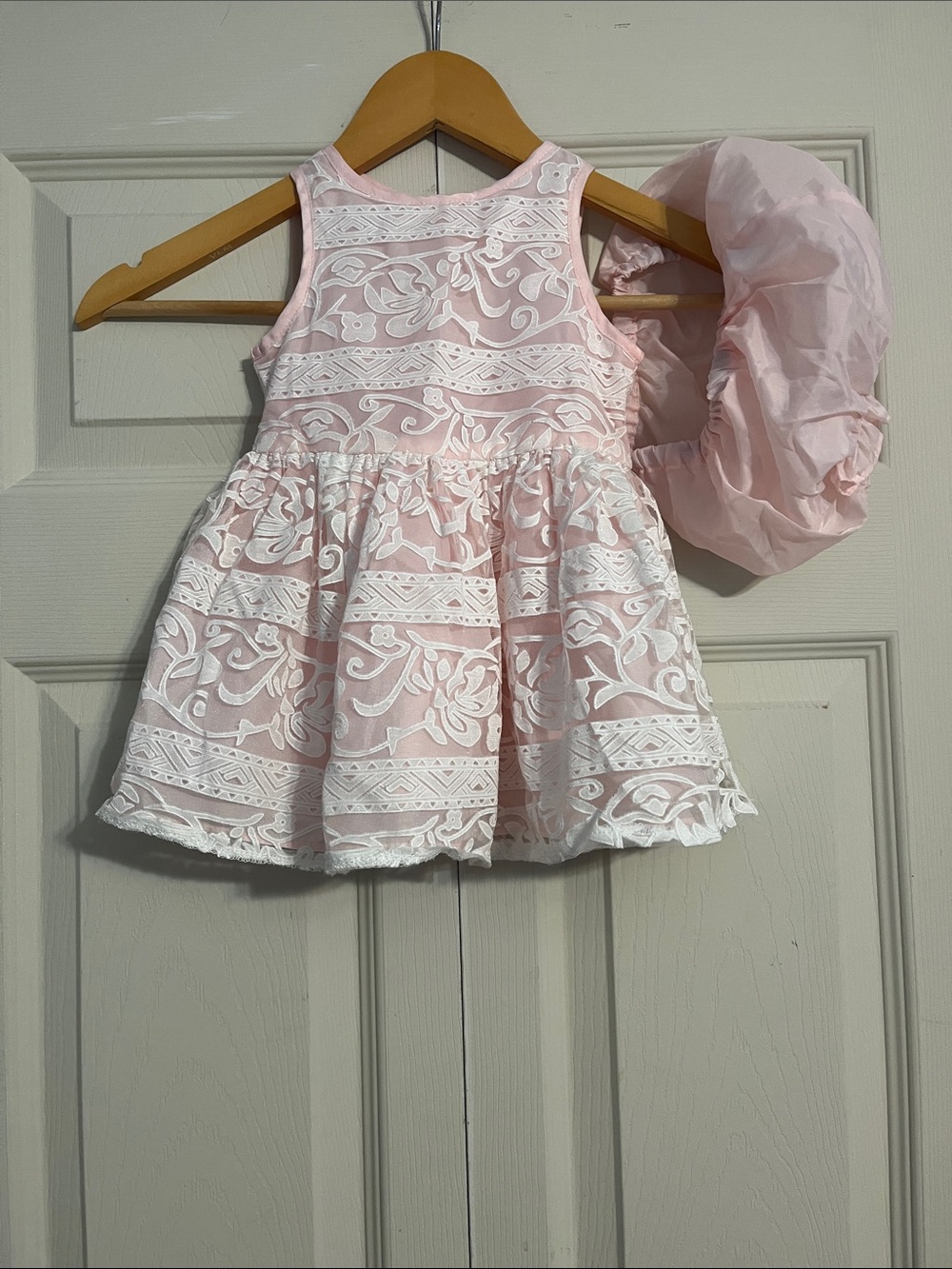 marmellata Pink and White Lace Overlay Formal Dress